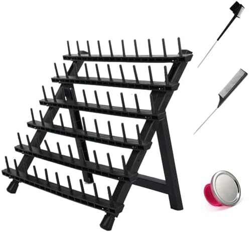 60-Peg Braiding Hair Rack, Foldable Hair Extension Holder with Tools, Black by LightMay