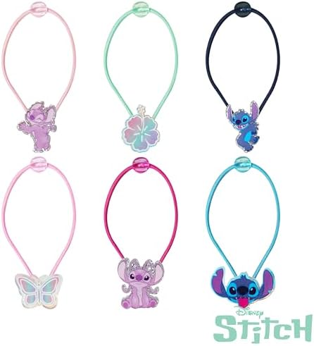 LUV HER Disney Lilo & Stitch Elastic Hair Ties for Girls - Multicolored, Durable Elastic - Pack of 6 - Ideal Hair Accessories for Ponytails & Buns, Ages 3+ - Image 2
