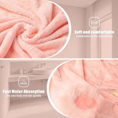 Absorbent Towel Wrap for Women Wearable Bath Towel Set with Hair Turban - Image 4