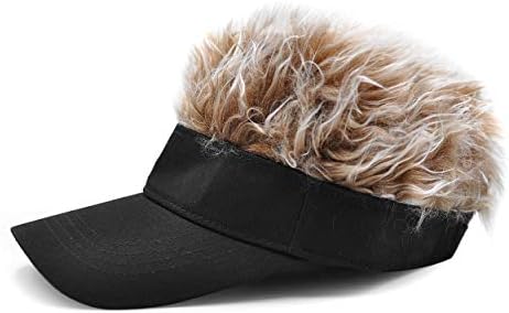 Funny Hats with Fake Hair Frosted Tips Wig Visor Cap for Men Women - Image 3