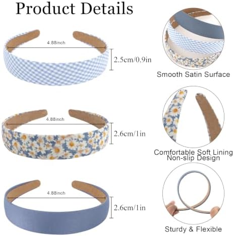 Headbands for Women & Girls, 3 Pack Non Slip Wide Trendy Headbands - Image 2