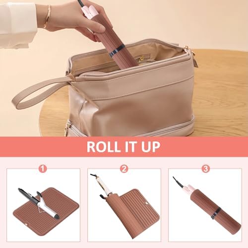 Heat Resistant Mat Large Silicone Hot Hair Tools Mat for Curling Irons Flat Iron Hair Straightener Vanity Mat Portable Hair Styling Tools Hot Pad Vanity Organizers - Image 4