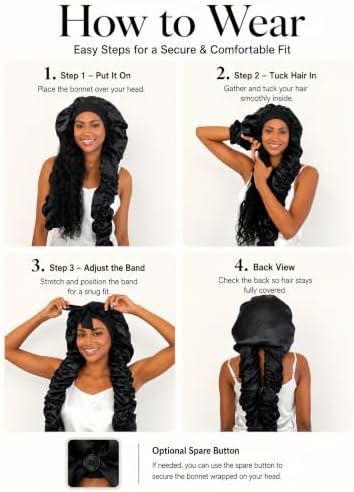 Double Layer Slik Like Satin Bonnet, 33-43" XXL Bonnet for Braids Long Hair - Image 6
