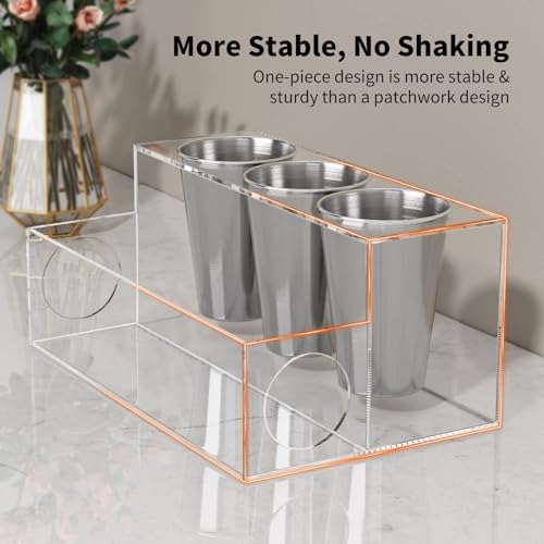 NIUBEE Acrylic Hair Tool Organizer,Hair Dryer Holder Countertop with 3 Cups - Image 5