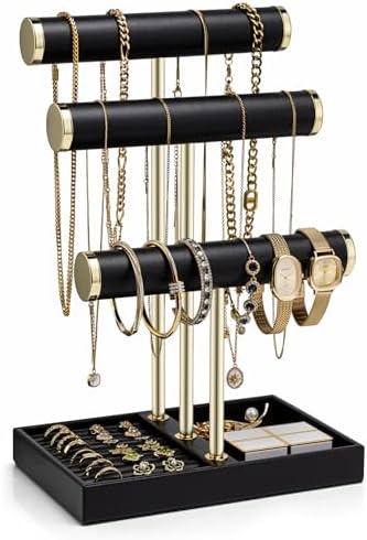 VLANDO Jewelry Organizer, 3 Tier Jewelry Bracelet Necklace Holder with Tray by VLANDO