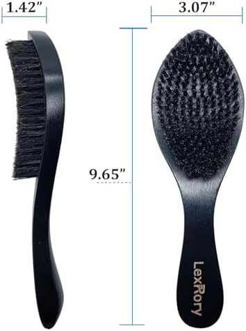 Boar Wave Brush for Men - Medium Hard Brush 360 Waves for Black Hair -Black - Image 5