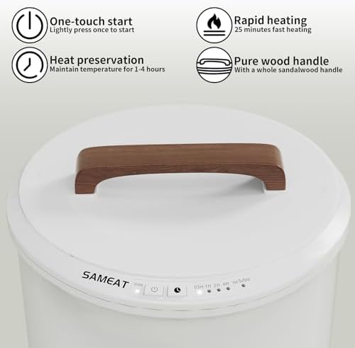 SAMEAT Heated Towel Warmers for Bathroom - Large Towel Warmer Bucket, Wood Handle, Auto Shut Off, Fits Up to Two 40"X70" Oversized Towels, White - Image 2