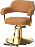 OmySalon Barber Chairs for Barbershop Brown and Gold Styling Chair, Salon Chair for Hair Stylist Heavy Duty Hydraulic Pump, 360°Swivel with Footrest, Hairdressing Home Beauty Spa Braiding Equipment by OmySalon