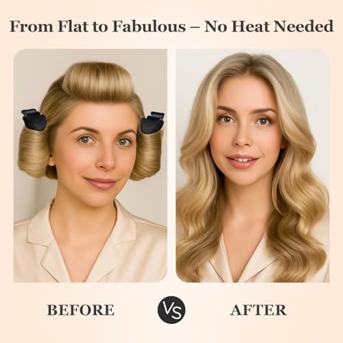 Heatless Hair Curler Set – 4PCS Velvet Overnight Blowout Rods for Heatless Curls, Jumbo Flexible Curling Rods to Sleep In, No Heat Curling Tools for Natural Waves and Curls Black - Image 3