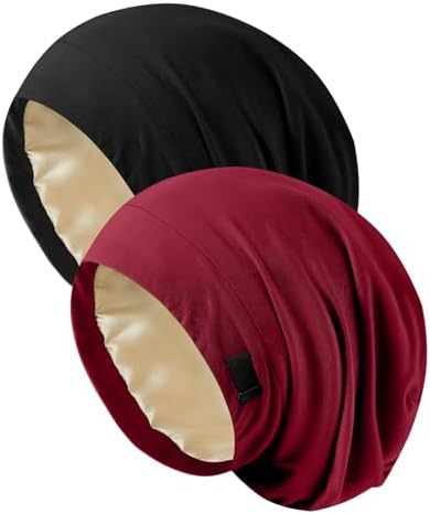 2Pcs Satin Lined Bonnet for Sleeping for Women Men by DUOMODRAGON