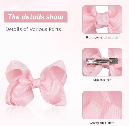 JOYOYO 20Pcs 3Inch Hair Bows for Girls Grosgrain Ribbon Bow Toddler Hair Accessories with Alligator Clips - Image 3