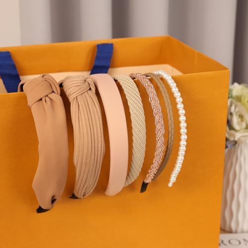 7 Pcs Headbands for Women Girls, Non Slip Cute Pearl Floral Padded Vintage Wide Fashion Multi-style Headbands for Girls - Image 4