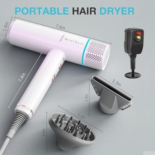 Ionic Hair Dryer with Diffuser and Concentrator, Professional Lightweight Quiet Blow Dryer, Powerful 1600 Watt Motor for Fast Drying and Straight & Wavy Hair, 3 Temps/2 Speeds, 6.56 Ft Cord, White - Image 2