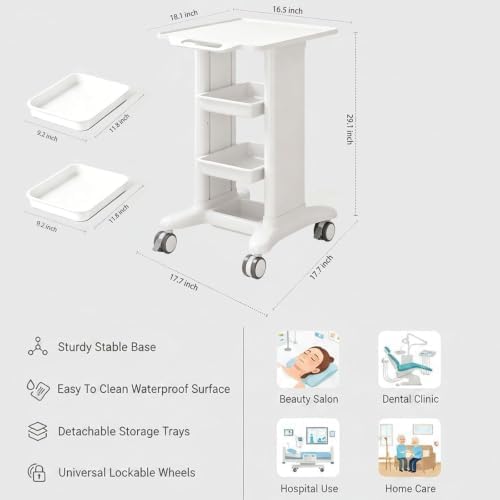 Mobile Rolling Medical Trolley Cart with Drawers & 4 Silent Wheels - Image 2