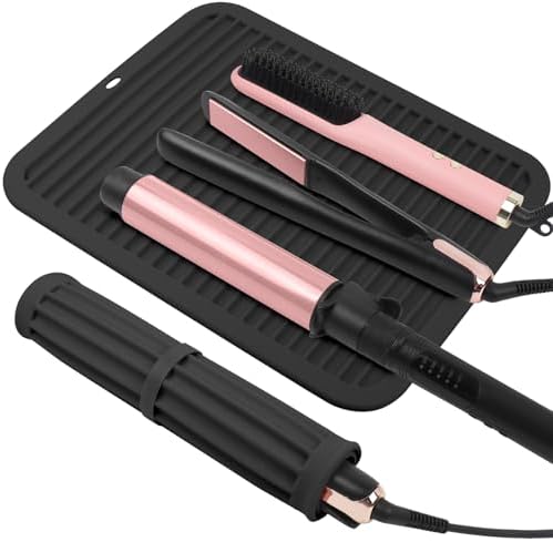 Silicone Heat Resistant Mat for Hair Tools, Oversize, Black by WRORUNER