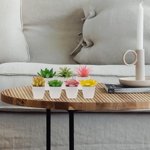 Woration 8Pcs Mini Artificial Succulent Plants Simulation in White Pots Small Fake Succulents Decoration for Bedroom Aesthetic Living Room Office Shelf - Image 5