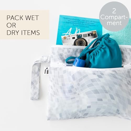 Bumkins Roamio Waterproof Wet Dry Clutch Bag for Baby, Travel, Swim Suit, Cloth Diapers, Pump Parts, Pool, Gym Clothes, Toiletry, Hook to Stroller, Pack for Daycare, Zip Pack Pouch, Disco Ball Gray - Image 2