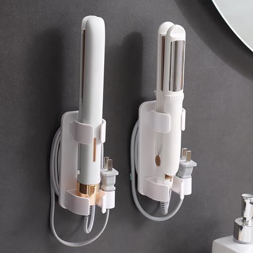 Wall-Mounted Hair Tool Organizer - Curling Iron, Straightener, and Dryer Holder for Bathroom Storage (1 Pack) by Klxsing