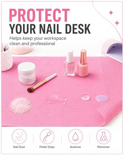 Makartt 20 Pcs Pink Disposable Nail Mats, Waterproof - Image 2