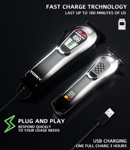 TCMKY Hair Clippers for Men, Professional Clippers and Trimmers Set, Cordless Clippers for Hair Cutting, Beard Trimmer, Barber Clippers, Rechargeable Electric Shaver - Image 3