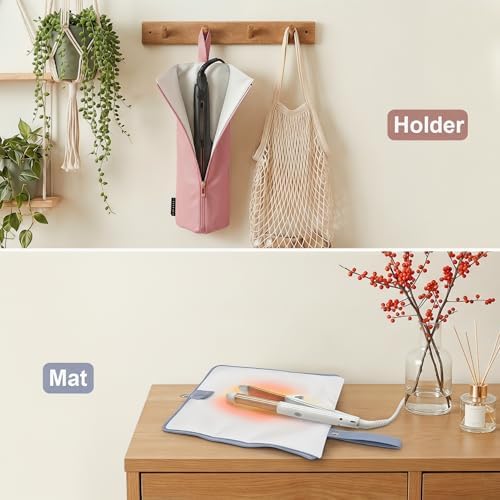 2PCS 2-IN-1 Holder & Mat for Hot Tools, Curling Iron Travel Bag Heat Resistant Flat Iron Storage Hair Tool Organizer - Ideal for Home, Travel, Gift - Image 2