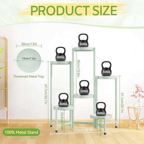 iDavosic.ly Plant Stand Indoor Outdoor, 6 Tier Metal Corner Shelf, Green - Image 3