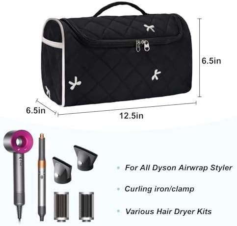 Quilted Hair Tools Travel Bag, Cute Portable Organizer Case with Hanging Hook, Compatible with Dyson Airwrap Styler,Hair Curler Accessories - Image 2