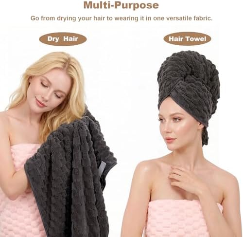 Super Soft Microfiber Hair Towels 3-Pack Lage Size (24x42 inch) for Women - Image 3