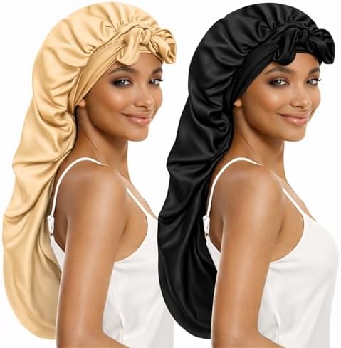 DEMAZALO Silk Long Bonnet for Braids & Curly Hair, Silk Satin Bonnet for Sleeping, Extra Large Bonnets for Women Braid by Demazalodirect