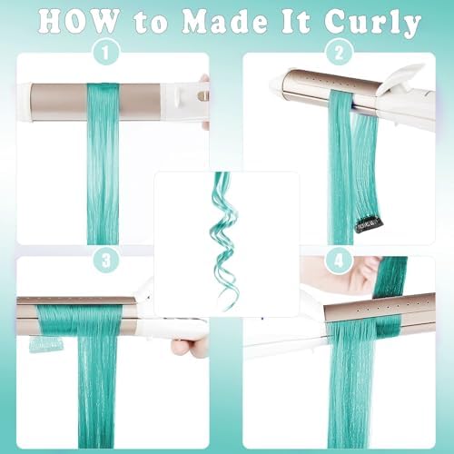 12 PCS Teal Blue Hair Extensions Clip in, 22 Inch Colored Party Synthetic Neon Highlights Extensions, Rainbow Hair Accessories for Women Hair Pieces (Teal Blue) - Image 5