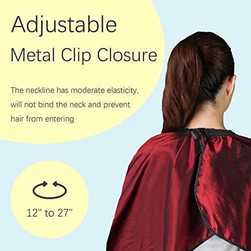 Barber Hair Cutting Cape with Adjustable Neckline 55" x 63" Red - Image 4