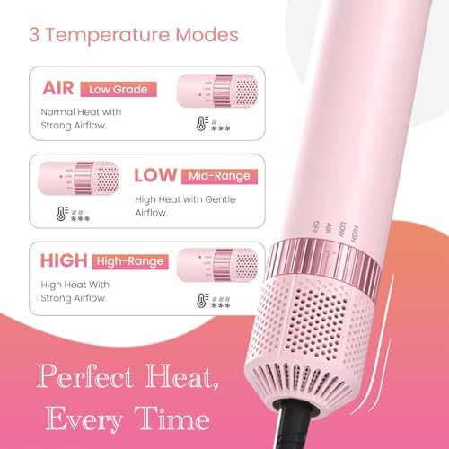 5-in-1 Blow Dryer Brush Set Pink, Ionic Hot Air Brush with Ceramic Tourmaline Metal Curling Barrels, Volumizer Straightener Hair Dryer for All Hair Types Travel Friendly — Aura Luxe - Image 5