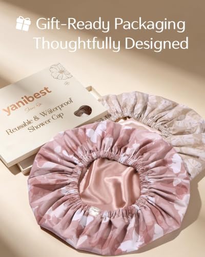 Yanibest Satin Lined Shower Cap, Reusable Waterproof Shower Caps for Women - Image 7