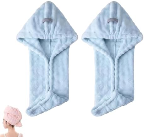 Ultra Absorbent Fast-Drying Hair Turban, Thickened Coral Fleece (Blue-2PCS) by Unknown