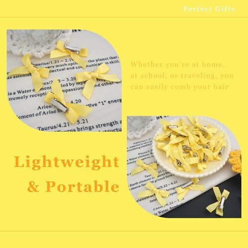30PCS Yellow Hair Bows Cute Small Hair Bows Satin Bowknot Hair Clips Y2K Hair Accessories for Girls - Image 6