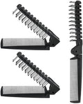3PCS Travel Foldable Brush, Anti-Static Hair Comb and Double Headed Hairdressing Tool for Men & Women (Black) by Qjaiune