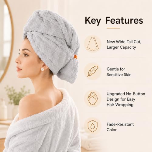 Microfiber Hair Drying Towel 2Pack, Large Hair Drying Towel for Women - Image 3