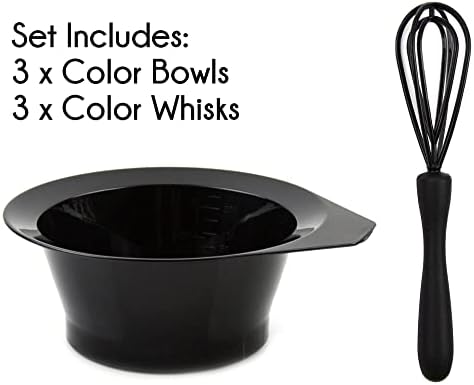 Hair Dye Bowl and Whisk Set - 3 Salon Tint Mixing Bowls - 3 Color Whisks - Image 2
