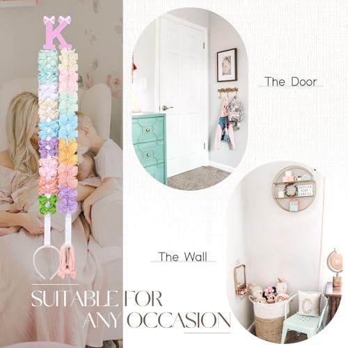 POVETIRE Letter Bow Holder Hair Bow Organizer, Ribbon Hair Clips Storage Hair Bows Hanging Baby Headband Holder Hair Accessories Organizer Display Decors Baby Nursery Toddler Girls Room-K - Image 5