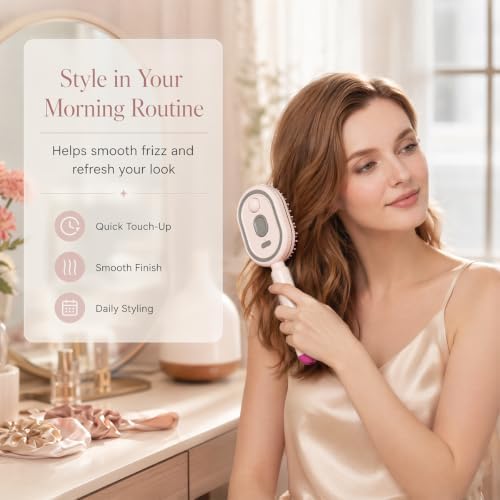 2026 Upgraded Electric Spray air Cushion Massage Comb, 5 in 1 Rechargeable Air Cushion Hair Brush, Retractable Massage Steam Brush for Frizzy Hair & Scalp Care, Anti-Static & Detangling (Pink) - Image 6