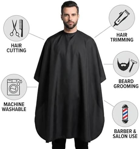 Karlling Haircutting Cape, 59 x 45 Inch Adjustable Barber Salon Cape - Image 6