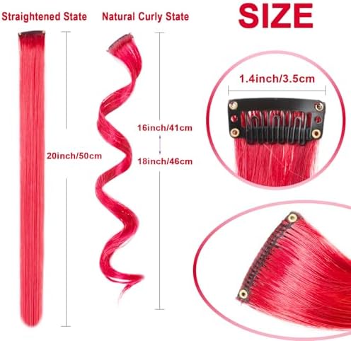 10 PCS Red Hair Extensions, Curly Wavy Clip-in Hair Accessories Gift - Image 5