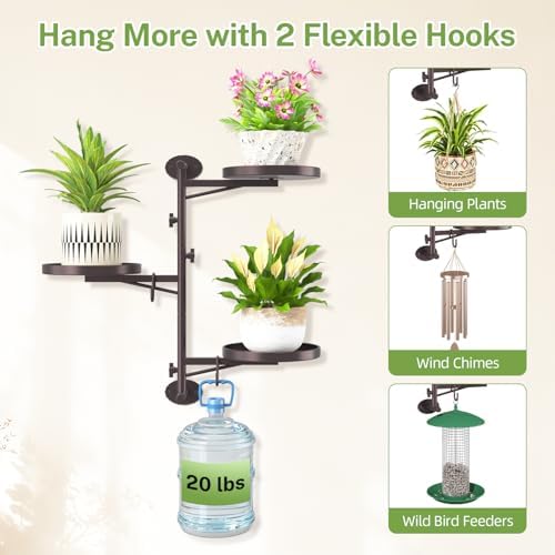 Wall Plant Holder, Rotating Floating Window Shelf 3-Tier Bronze - Image 4