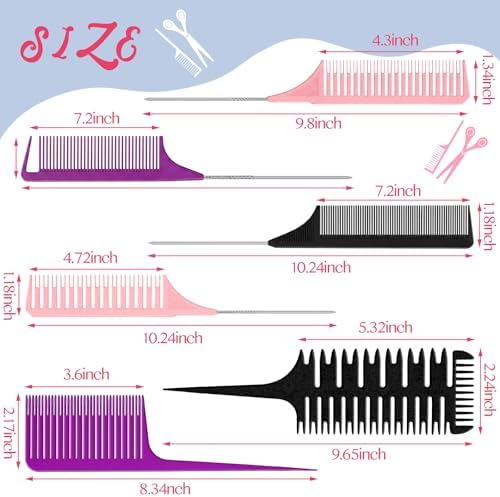 Patelai 6 Pcs Highlighting Comb Weaving, Classic Style, Purple.pink,Black - Image 2