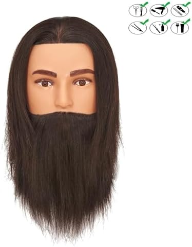10" Male Mannequin Head 100% Human Hair for Hairdresser - Image 3
