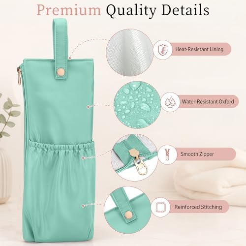 Hot Hair Tools Travel Bag with Heat Resistant Mat, 2-in-1 Hot Tools Organizer for Curling Iron, Flat Iron, Portable Travel Holder & Mat for Women (Green) - Image 6