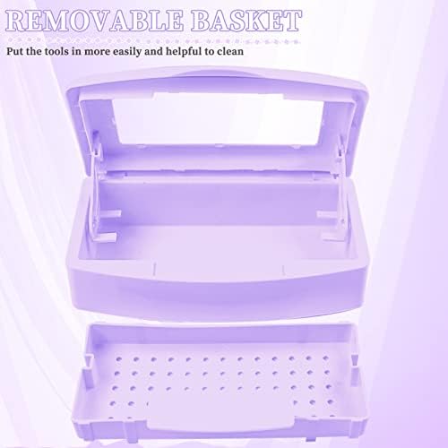 Nail Tool Sterilizer Box, Plastic Sterilizing Tray, Plastic Clean Sterilizing Box Storage Organizer for Nail, Tweezers, Eyelash Extensions, Hair Salon, Spa & Cutter Manicure Equipment(Purple) - Image 2
