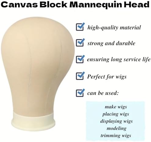 Mannequin Head for Wigs, Canvas Block Head for Wig Making or Hat Display - Image 3