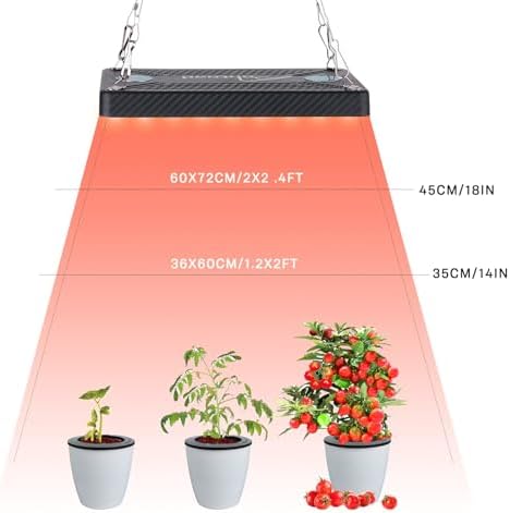 Grow Lights (2 Pack), Hanging Grow Lights for Indoor Plants, 25W UV-IR Full Spectrum Led Grow Light for Seed Startin - Image 5