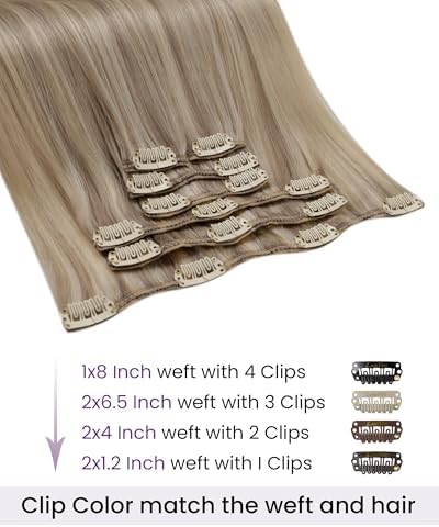 LaaVoo Human Hair Clip In Extensions, Easy Apply, 14 Inch - Image 3